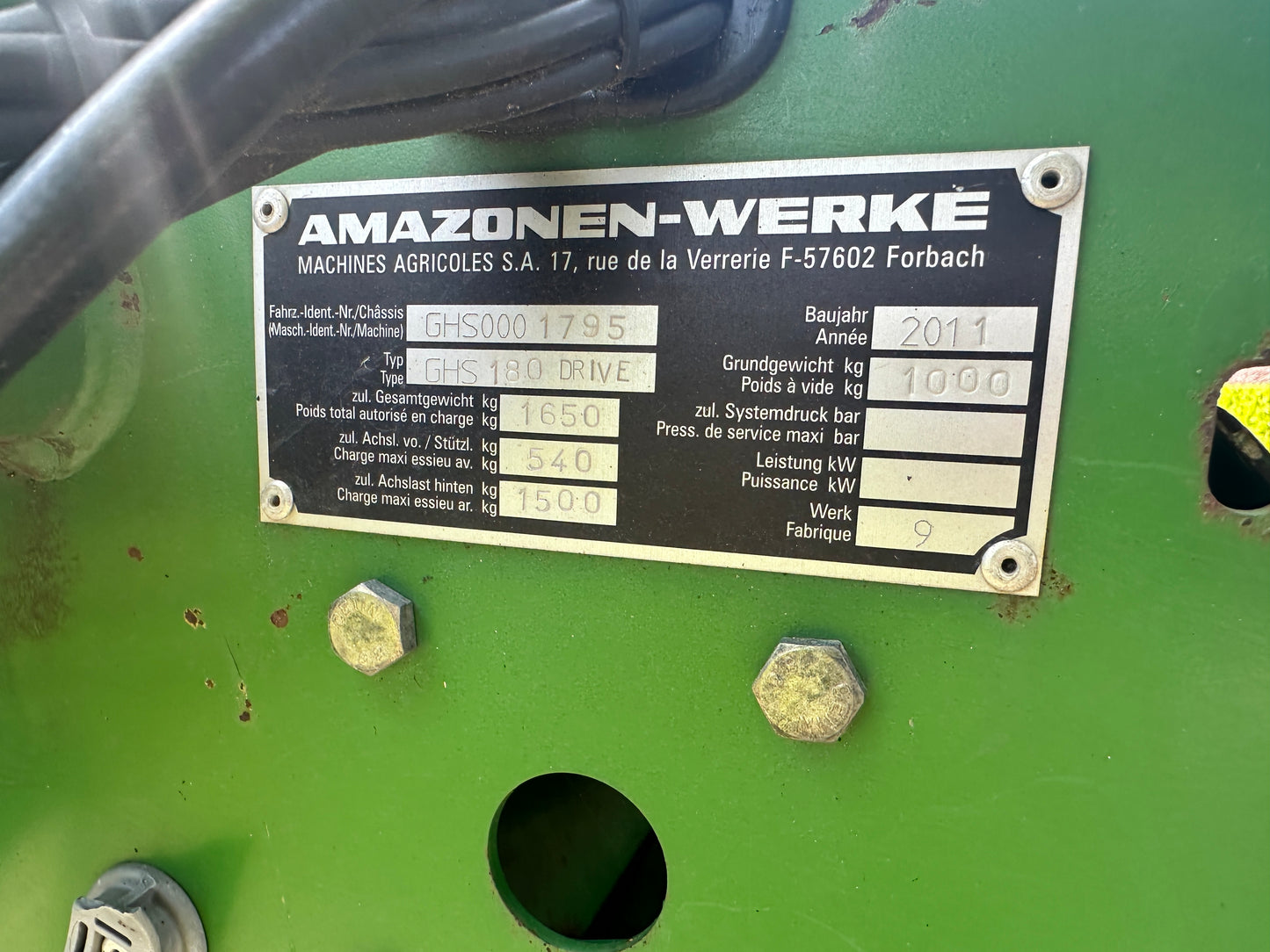 Amazone GHS 180 maaier